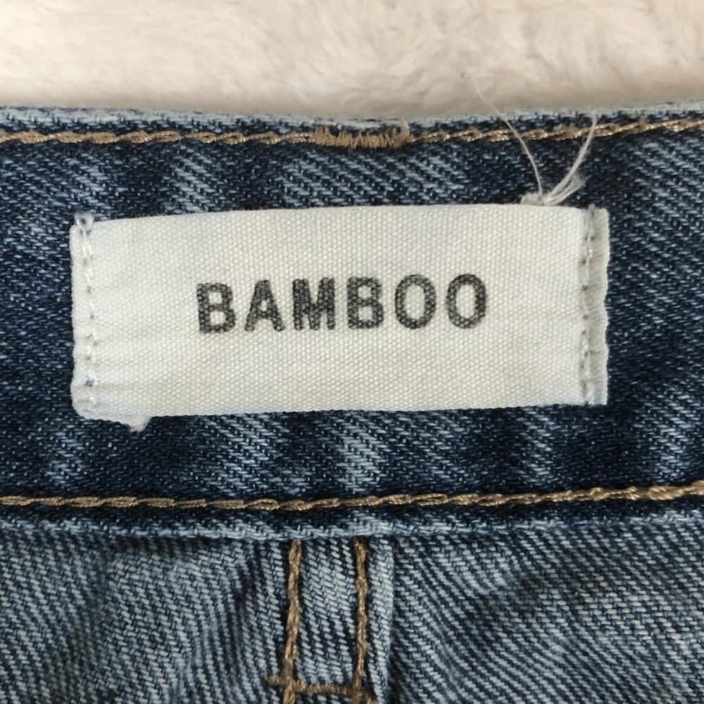 BAMBOO High Waisted Wide Leg Jeans Sz 3/26 Medium Wash Blue Denim Casual Relaxed - Picture 5 of 10